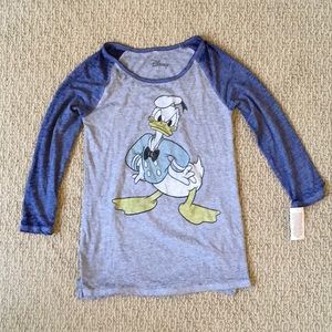 Disney Donald Duck 3/4 Sleeve Tee Size S